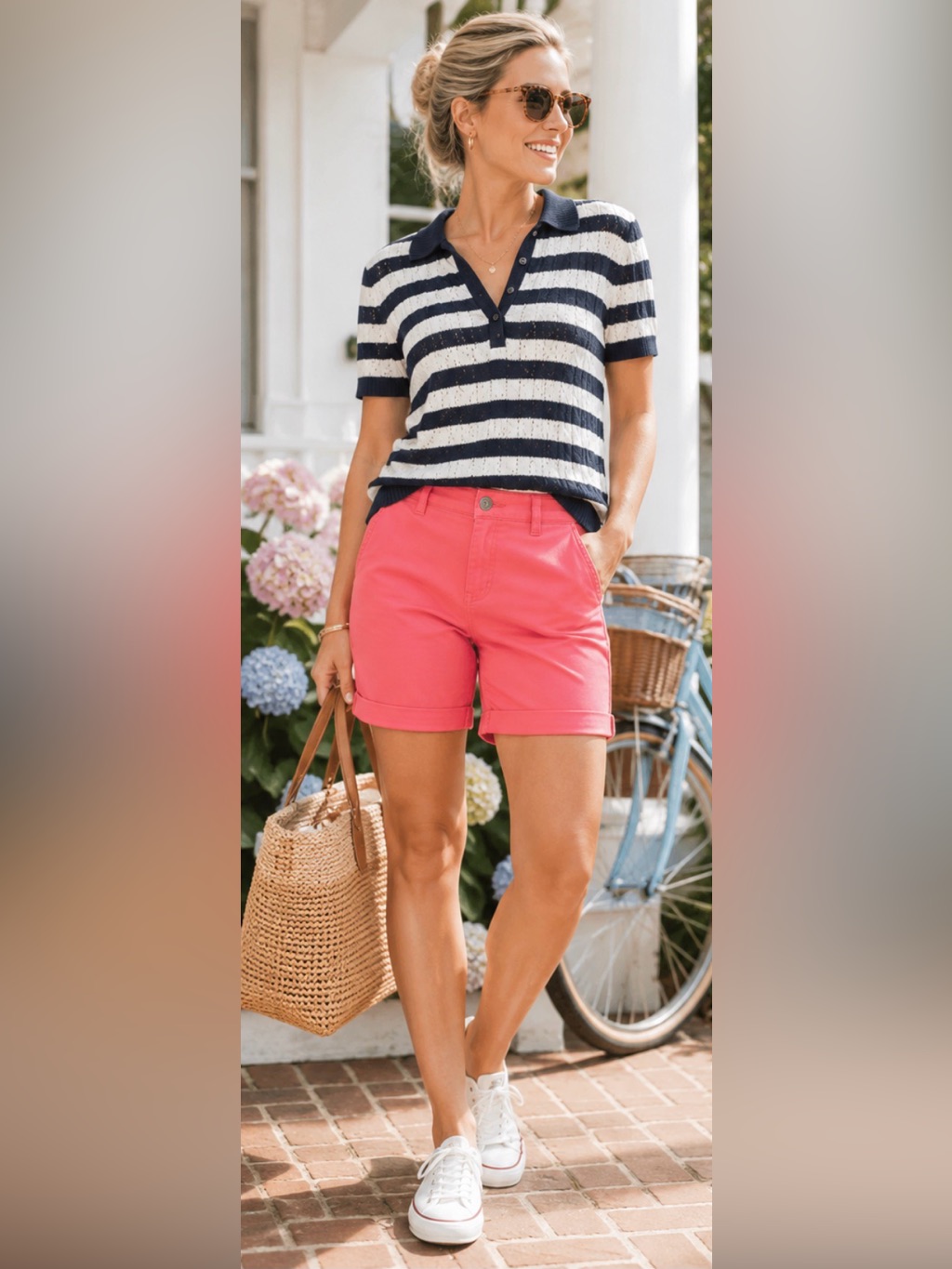 Aeropostale Coral Pink Midi Twill Shorts Size 10 Stretch Cuffed Summer